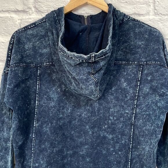 SILVER Jeans Long Sleeve Quarter Zip Distressed Denim Pullover Size Medium - Picture 6 of 10